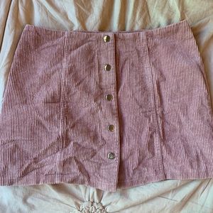 Corduroy button down pink mini skirt